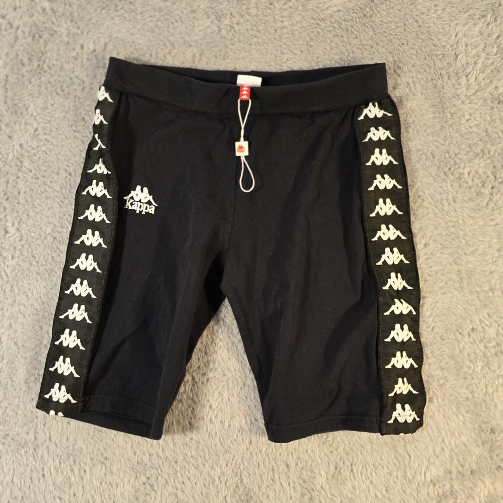 Kappa Womens Black Sz Large Banda Bike Shorts Stretchy Streetwear Skin Fit Yoga